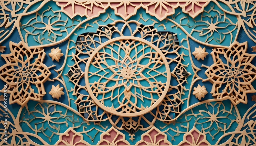 Moorish patterns with intricate arabesques and geo upscaled_6