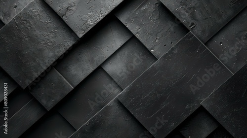 Abstract background of a detailed view of an abstract arrangement of black panels  featuring diverse textures and subtle reflective details that create a modern  industrial aesthetic