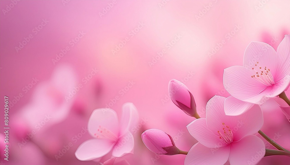 Graceful pink flowers blooming against a serene pink gradient backdrop