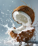 Photography a dynamic and visually captivating Many Young Coconut, featuring a splash of your favorite drink
