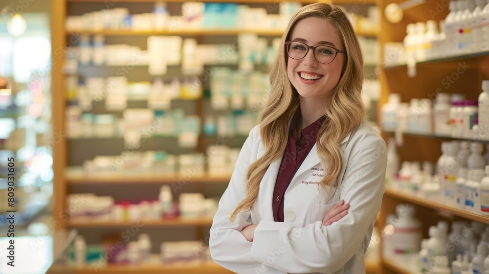 Confident Pharmacist in Modern Pharmacy