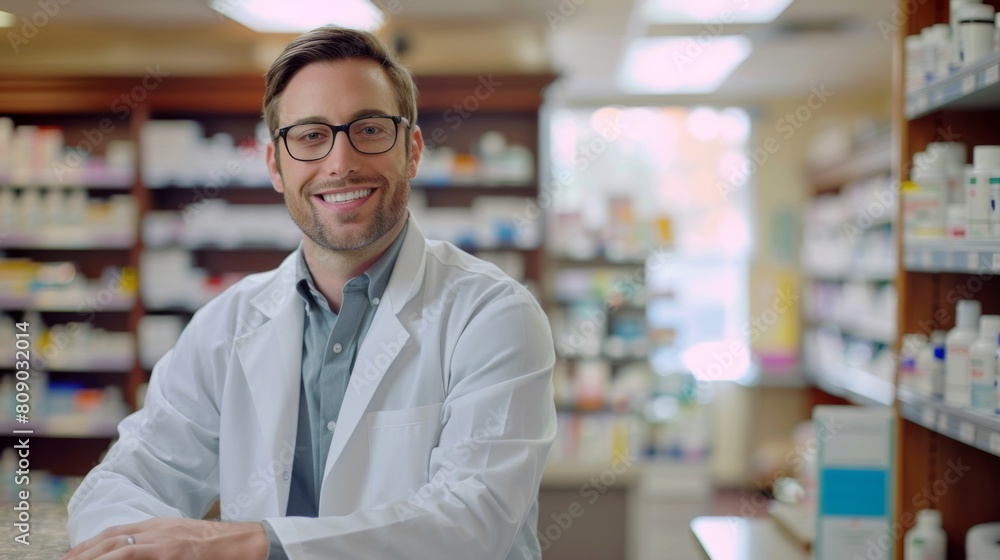 Smiling Pharmacist at Work