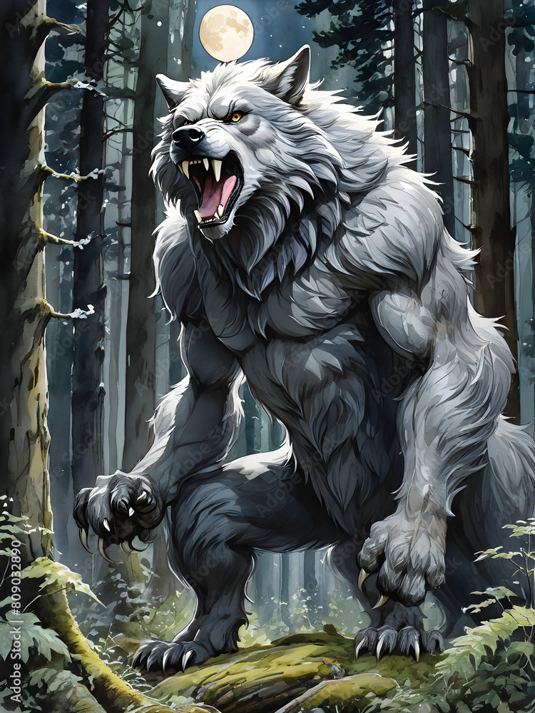 Fototapeta premium werewolf in the forest