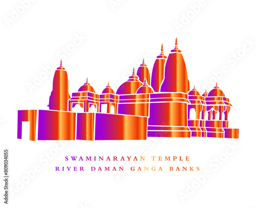 Swaminarayan temple in Daman vector icon. Swaminarayan is a Hindu Lord. photo