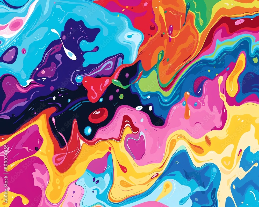 An abstract painting with a vibrant and colorful palette An abstract painting with a vibrant and colorful palette
