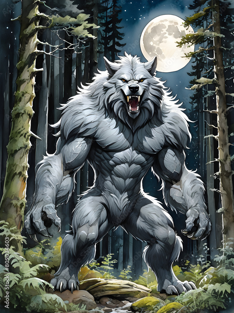 Fototapeta premium werewolf in the forest