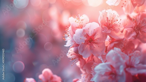 Soft Pink Cherry Blossoms in Dreamy Light background