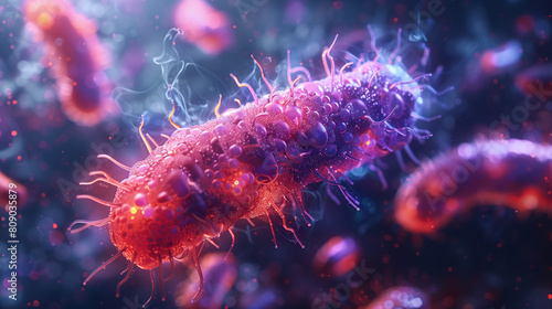 Microscopic View of Gut Microbiome with Blurred Background
 photo