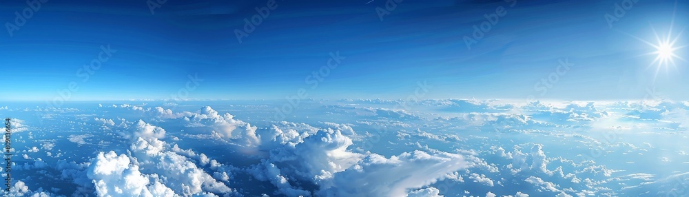 Fototapeta premium Scenic view of a picturesque sky with fluffy clouds as a natural backdrop.