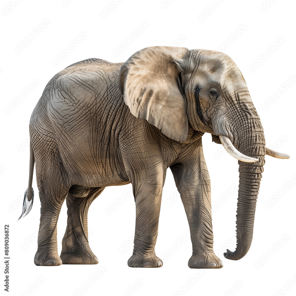 African elephant walking isolated on transparent background