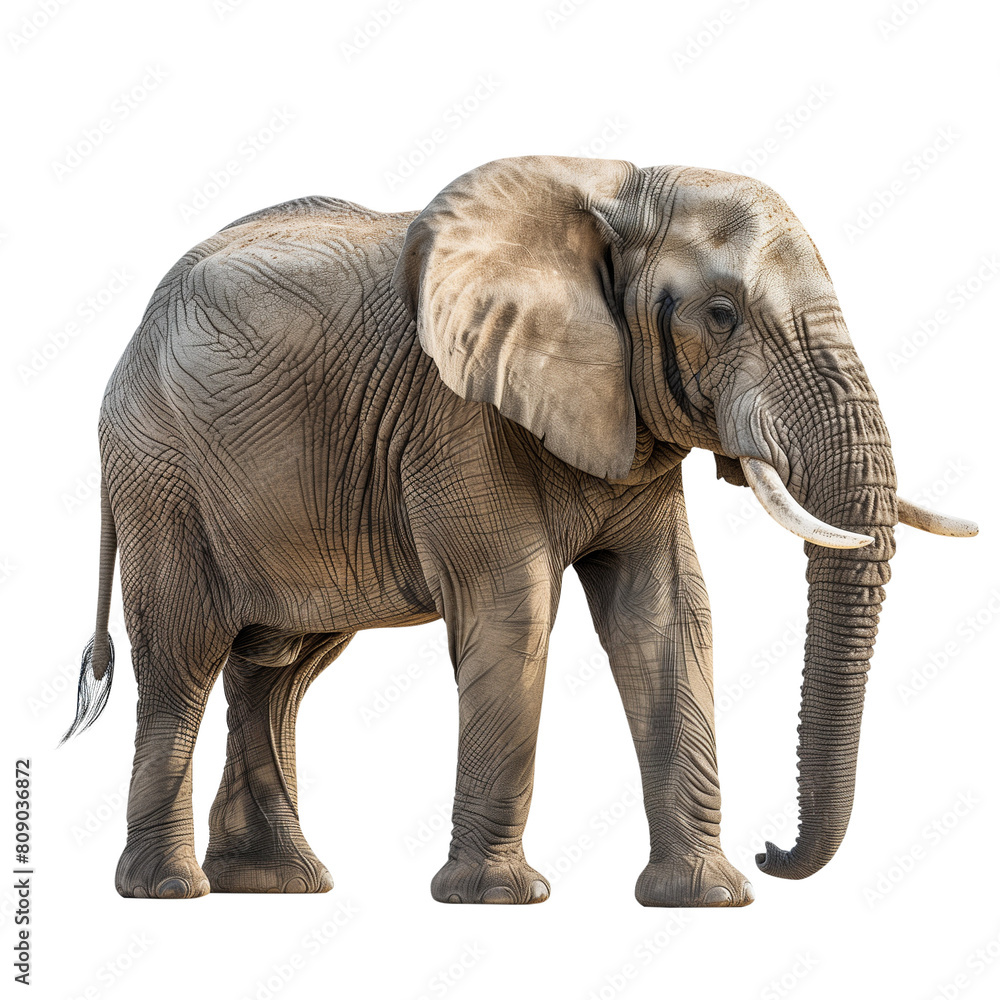 Fototapeta premium African elephant walking isolated on transparent background