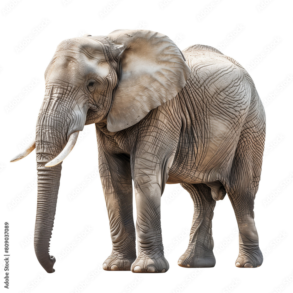 Fototapeta premium African elephant walking isolated on transparent background