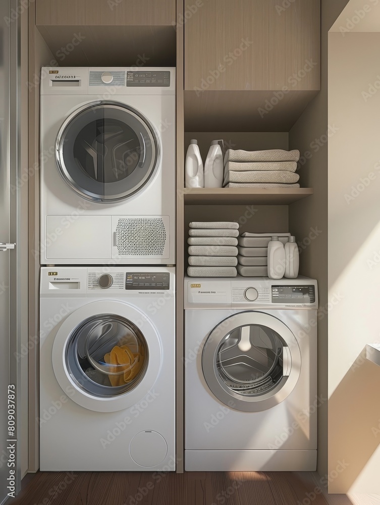 Compact and Efficient Laundry Corner in Minimalist Apartment Design Compact and Efficient Laundry Corner in Minimalist Apartment Design