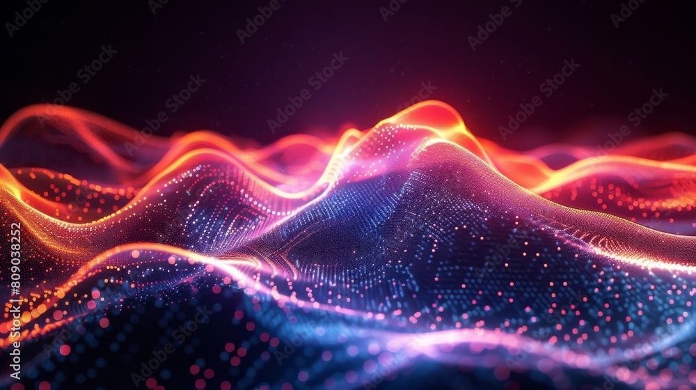 Futuristic technology concept with a wave of digital particles. background illustration of digital innovation wave. Futuristic technology concept with a wave of digital particles. background illustration of digital innovation wave.