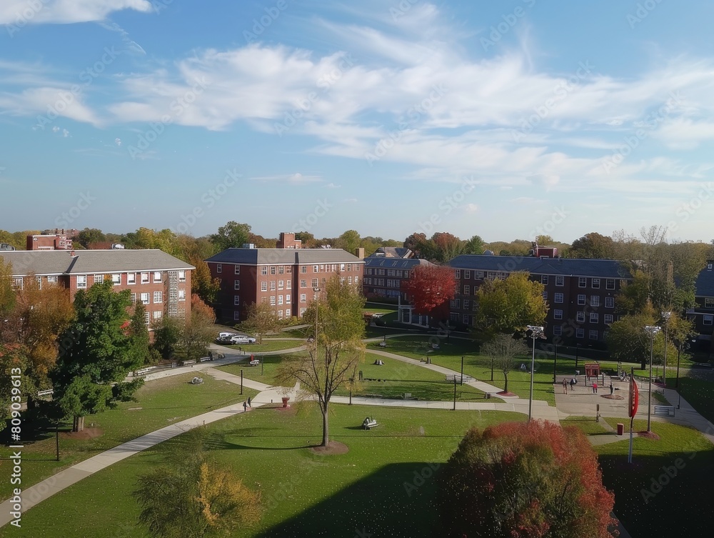 Drone coverage of campus and dorms.