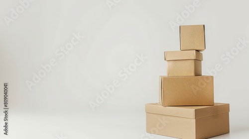 Stacked carton boxes, isolated, white background 