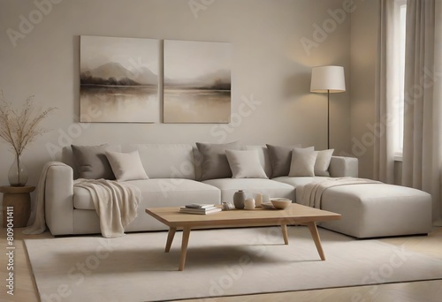 House furniture design: modern living room. 3D rendering © ailooo k