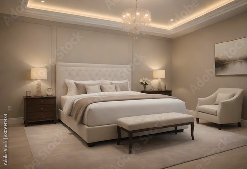 House furniture design  interior of bedroom. 3D rendering