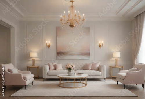 Luxury indoor decoration  modern living room. 3D rendering