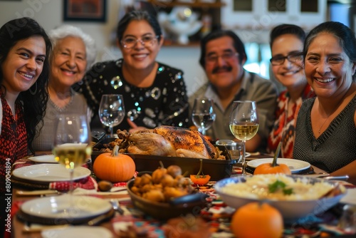 Latin family different generations enjoy thanksgiving