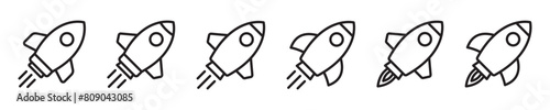Rocket icon. Simple outline rocket signs set. Rocket launched icon.