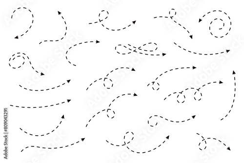 Curved dotted arrow. Zigzag arrow stripes design with dotted lines.