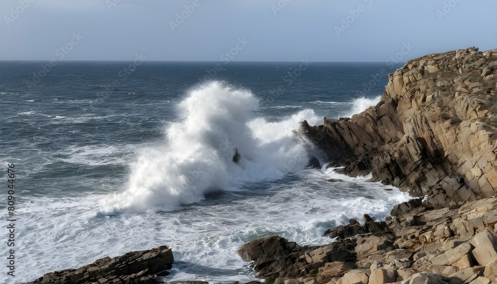 A rocky shoreline with crashing waves upscaled 4