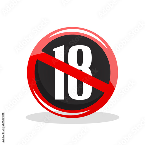 Under 18 not allowed sign flat vector design