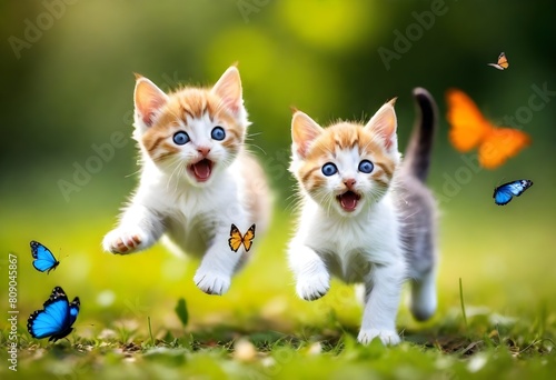 Fantasy playful scene of kittens chasing colorful  (5) © Belle