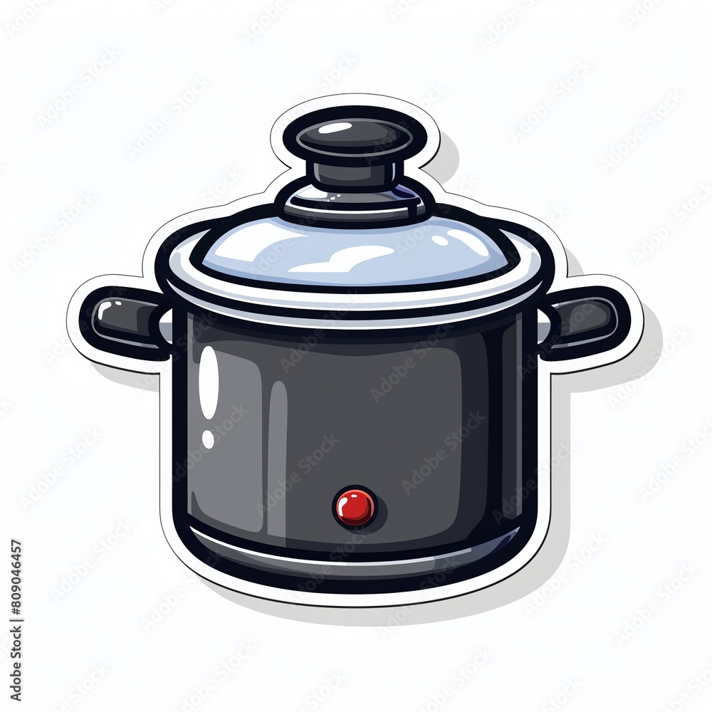A cute sticker of Pressure Cooker, clipart, isolated on white background A cute sticker of Pressure Cooker, clipart, isolated on white background