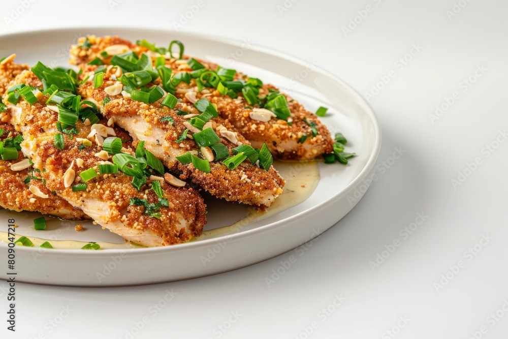 Savory Almond-Crusted Chicken with Creamy Scallion Sauce Savory Almond-Crusted Chicken with Creamy Scallion Sauce