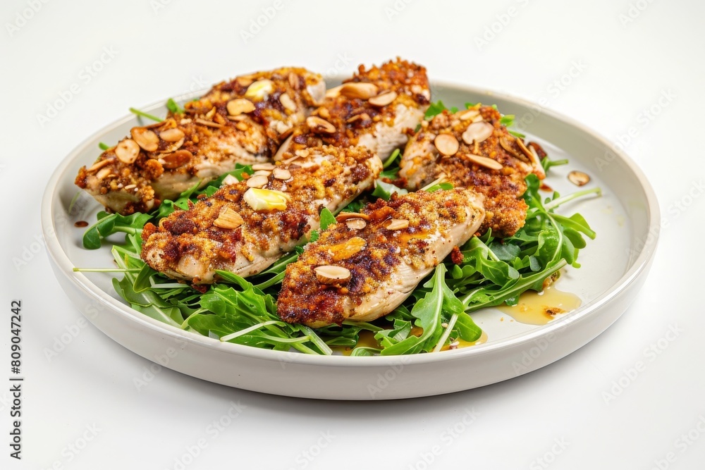 Almond Crusted Chicken with Vibrant Mesclun Salad Almond Crusted Chicken with Vibrant Mesclun Salad