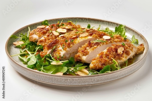 Almond Crusted Chicken with Mesclun Salad Elegance