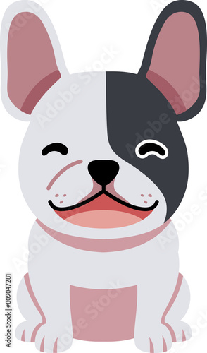 Cartoon character smiling french bulldog for design.