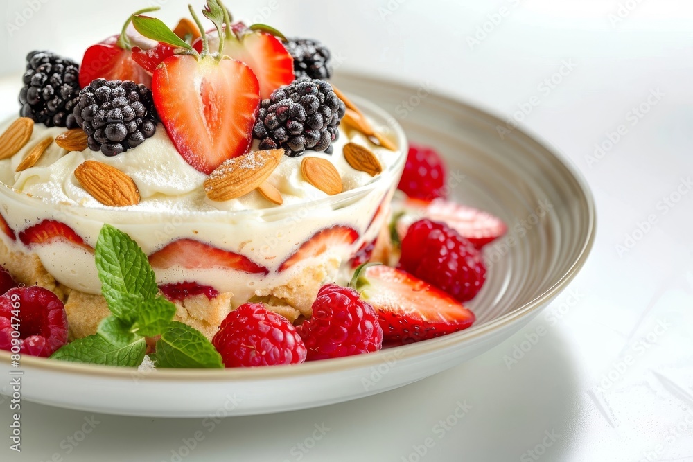 Almond and Vanilla Parfait with Fresh Berries and Fresh Mint Almond and Vanilla Parfait with Fresh Berries and Fresh Mint