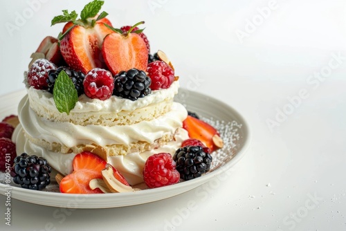 Almond Croquant Parfait with Fresh Berries and Fresh Mint