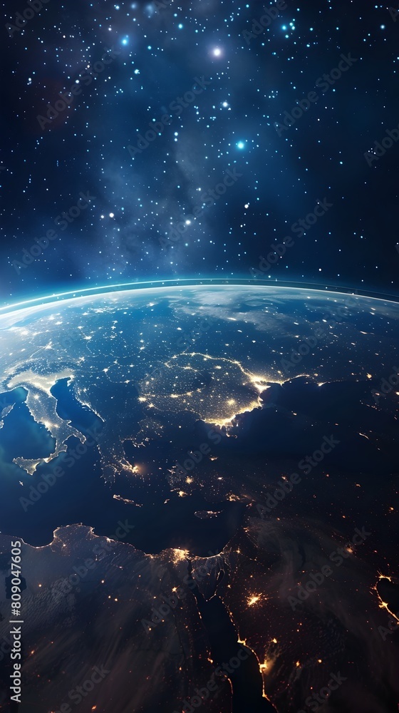 Fototapeta premium Nuclear-Powered of Earth at Night: A Testimony to Technological Progress and Sustainable Energy