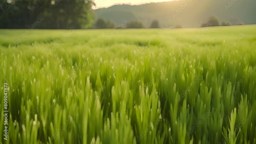 Spacious Field of Green Grass With Trees in Background Generative AI