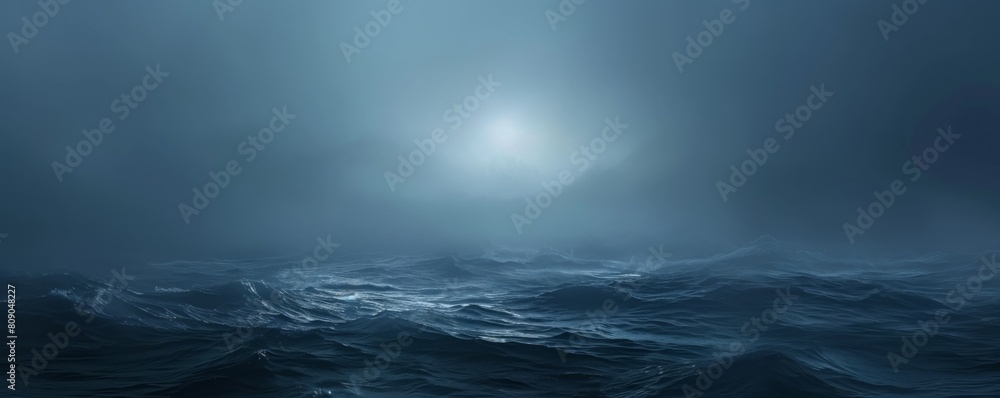 Mysterious moonlight shining over turbulent ocean waves Mysterious moonlight shining over turbulent ocean waves