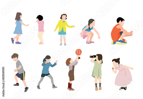 Coloured Illustration for Children Playing