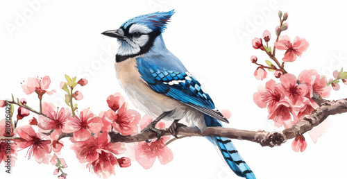  Blue Jay Amid Blossoming Branches