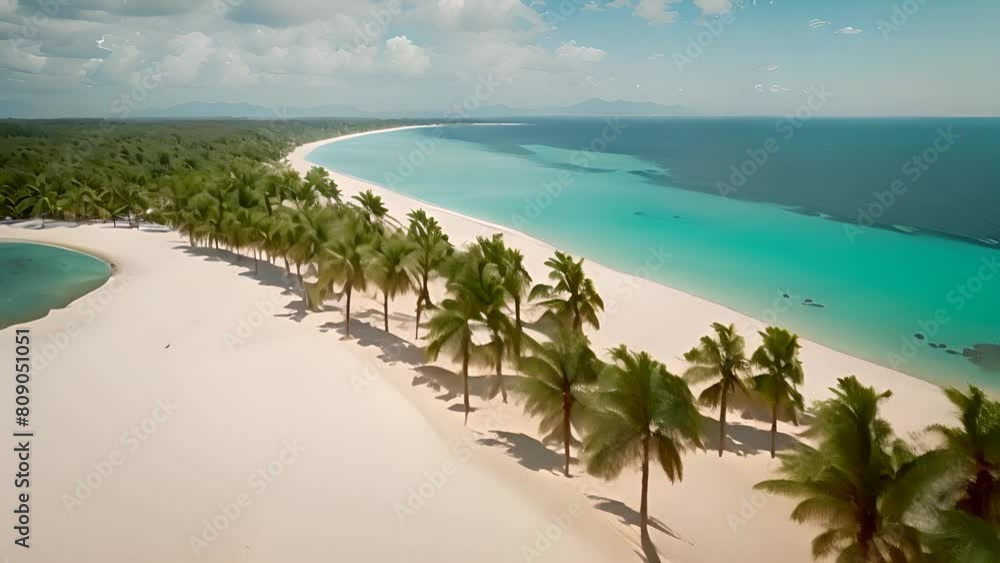 Aerial View of Beach With Palm Trees Generative AI Aerial View of Beach With Palm Trees Generative AI