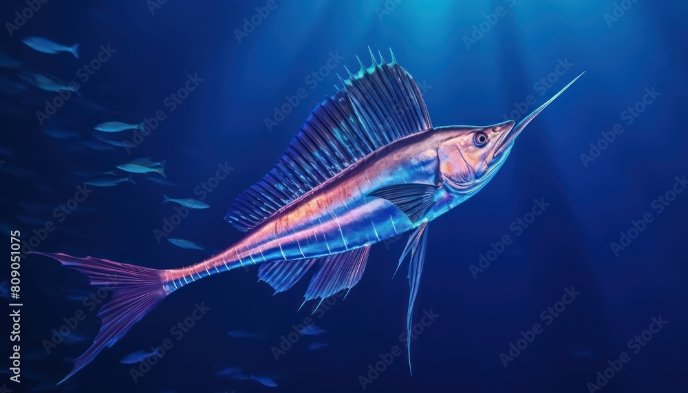Fototapeta premium Giant Marlin fish in the ocean, beautiful view of marlin fish in the blue ocean