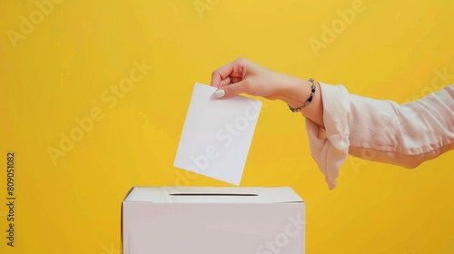 Casting Ballot in Election Box photo