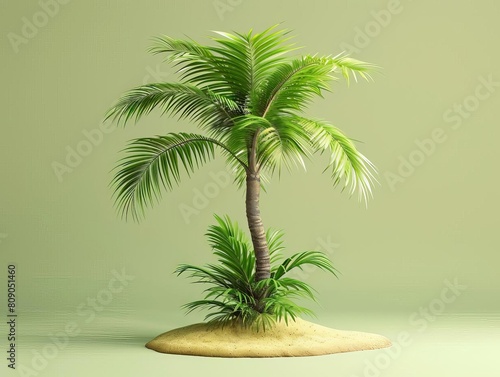 Single palm tree with a crown of leaves, rendered in a simplistic design to denote success and achievement photo