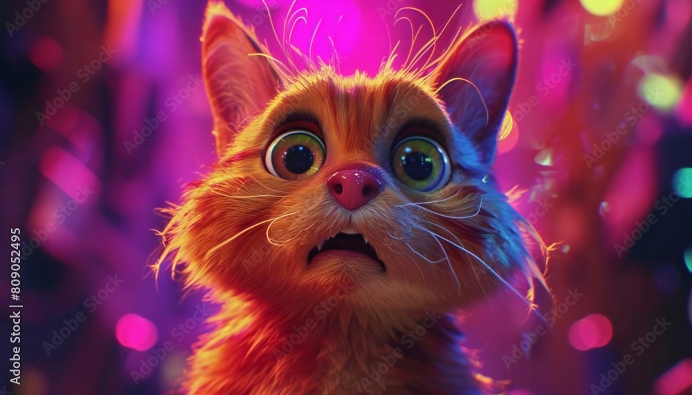 Drawing of a surprised cat in cartoon style Drawing of a surprised cat in cartoon style