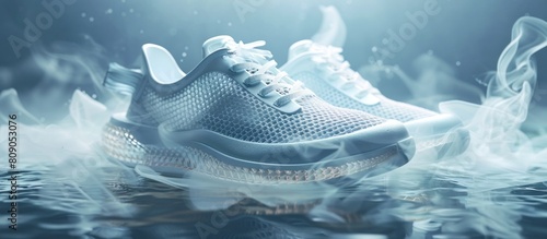 Ghostly Ethereal Athletic Shoe Concept in Surreal Mist Environment photo