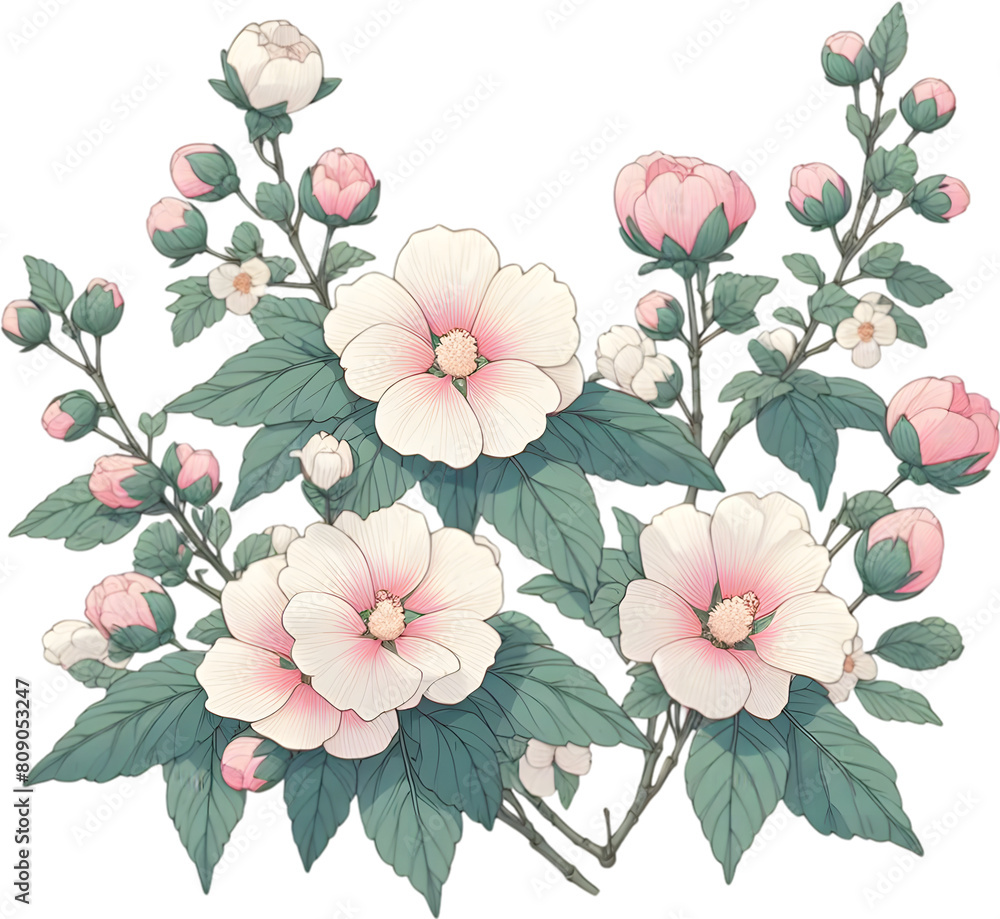 Rose of Sharon flower - 무궁화꽃. Generative AI Rose of Sharon flower - 무궁화꽃. Generative AI