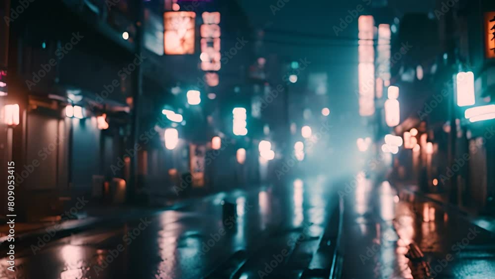 City Street at Night in the Rain Generative AI City Street at Night in the Rain Generative AI