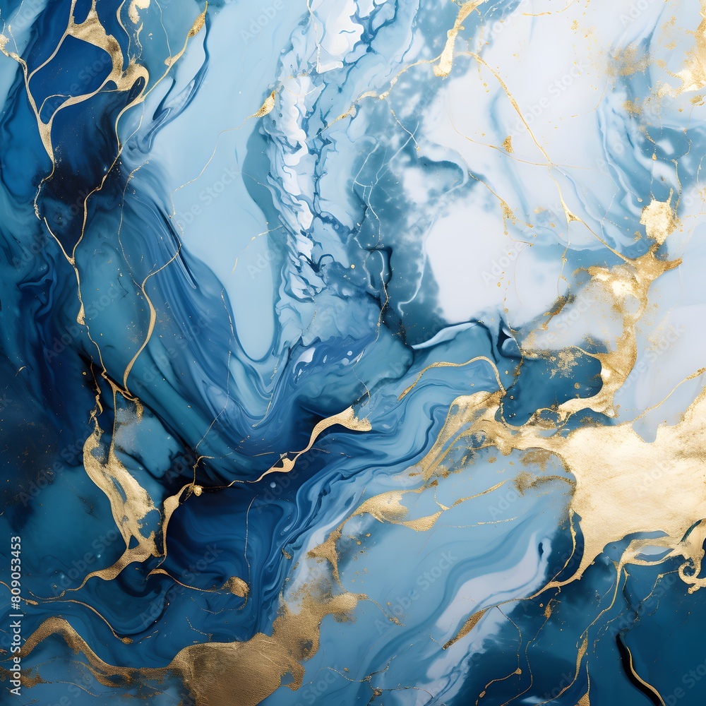 Abstract blue marble texture with gold splashes blue. Generative AI. Abstract blue marble texture with gold splashes blue. Generative AI.
